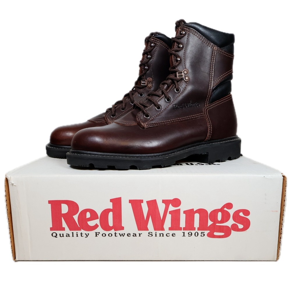 Red Wing 978 Work Boots Mens 9.5 D Brown Leather Vibram Made in USA New